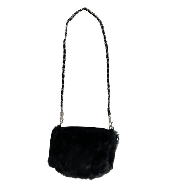 Unbranded Women's Black Faux Fur Crossbody Evening Clutch Sz S - NWT