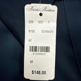 Brooks Brothers Womens Navy Satin Button-Up Collared Blouse Size 12 - New