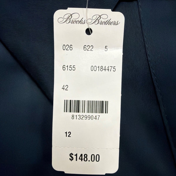 Brooks Brothers Womens Navy Satin Button-Up Collared Blouse Size 12 - New
