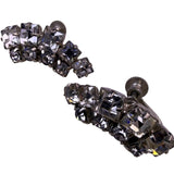 Vintage Womens Silver Tone Rhinestone Cluster Screw-Back Earrings Classic