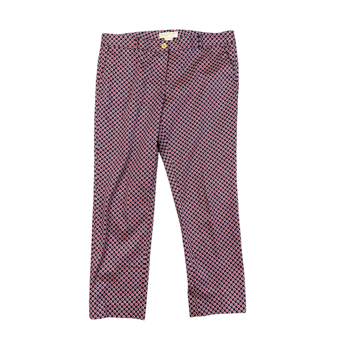 Michael Kors Womens Pink & Navy Cotton Blend Mid-Rise Cropped Pants Size 10P