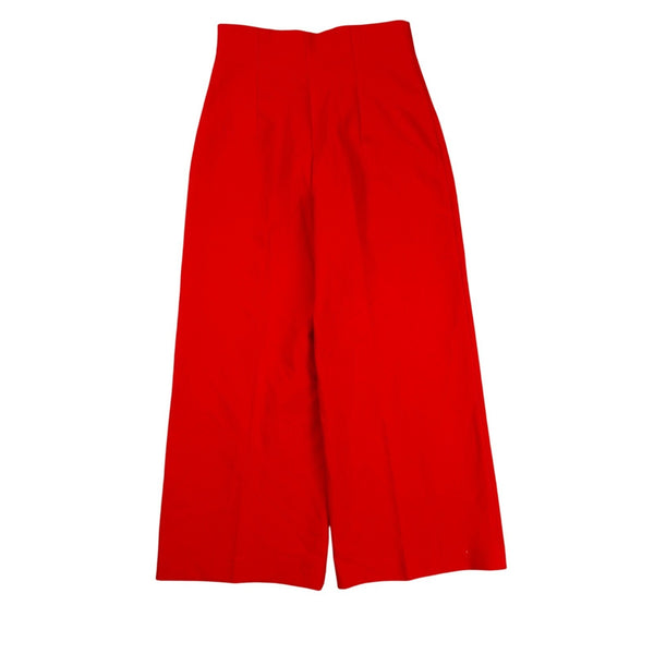 Zara Womens Red Wide-Leg High-Waist Trousers Size S