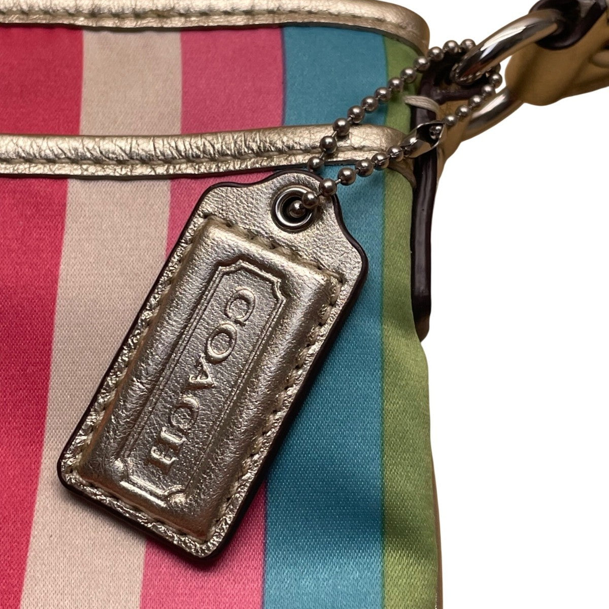 Coach Womens Multicolor Striped Metallic Accents Adjustable Strap Crossbody Bag