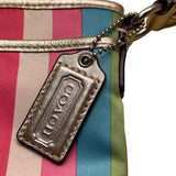 Coach Womens Multicolor Striped Metallic Accents Adjustable Strap Crossbody Bag