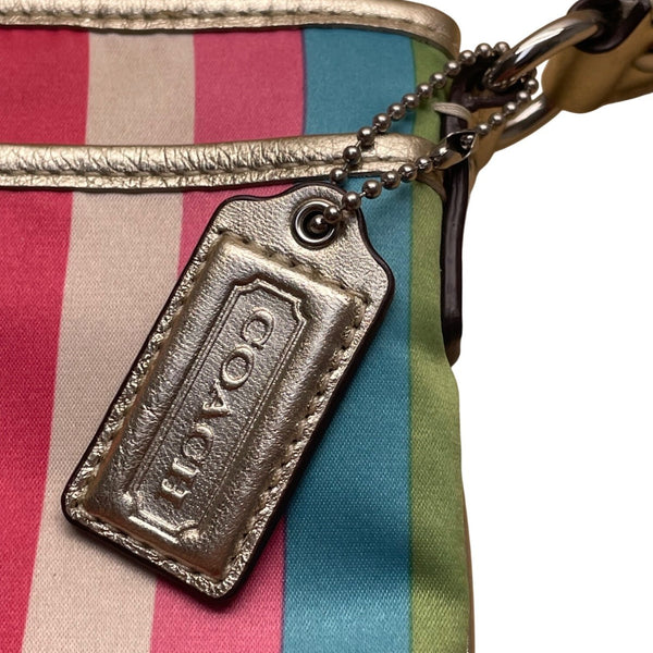 Coach Womens Multicolor Striped Metallic Accents Adjustable Strap Crossbody Bag