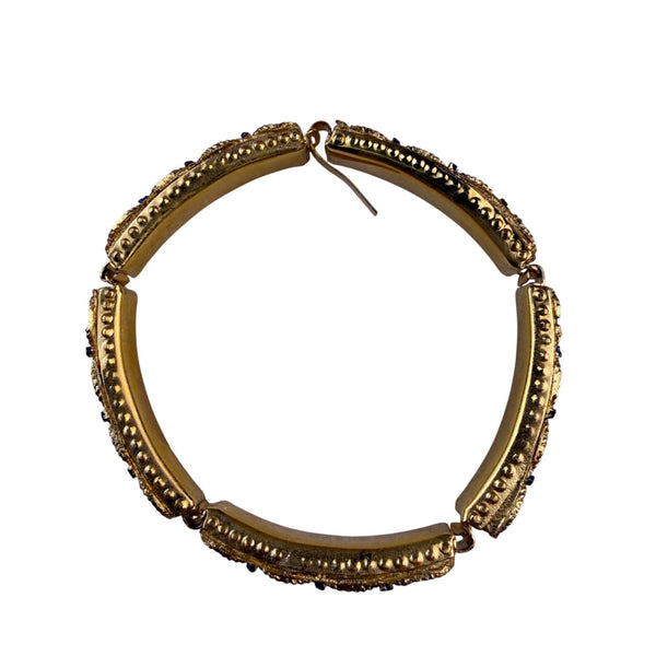 Antique Italian Gold Tone Womens Micro Mosaic Bracelet Colorful Circular Design