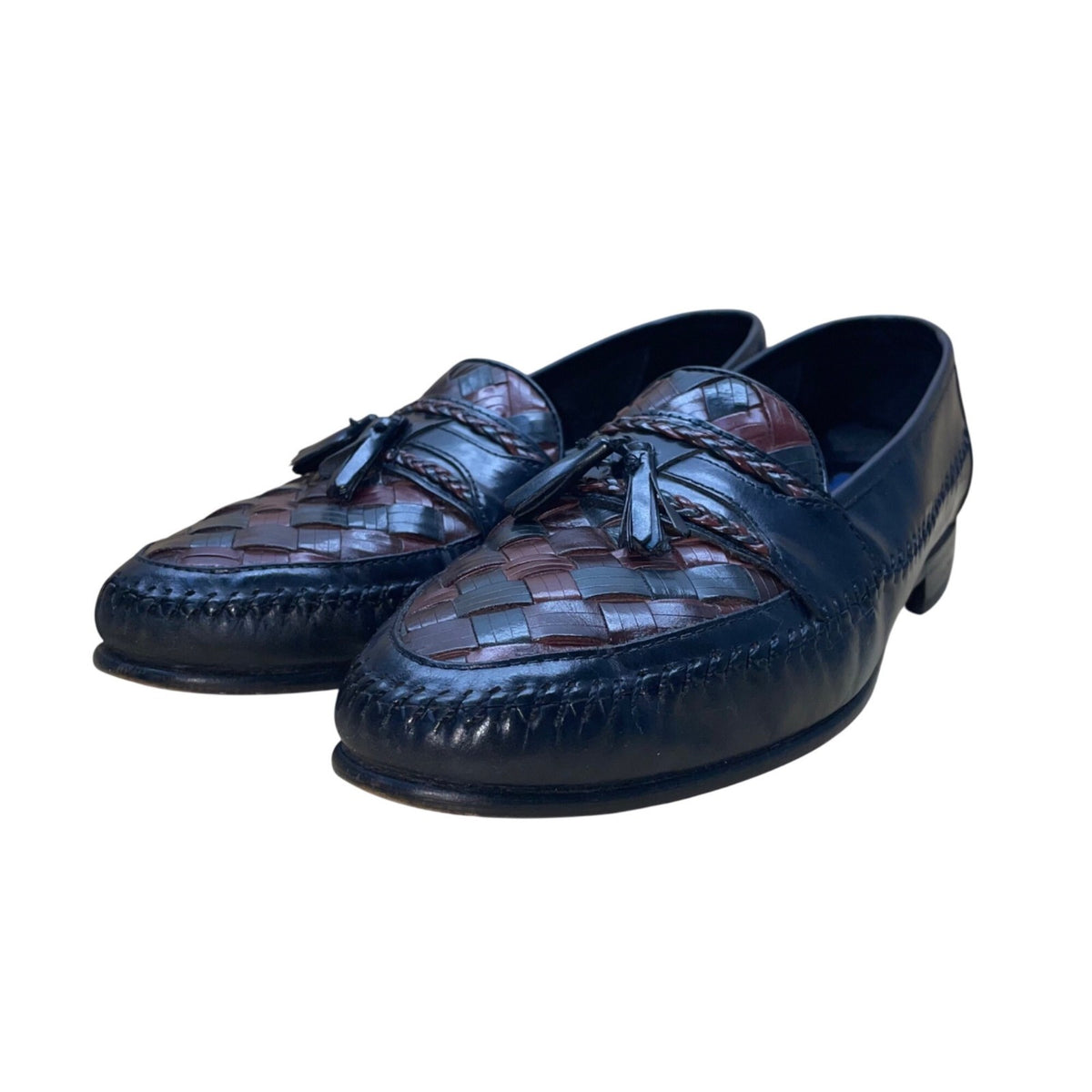 Giorgio Brutini Men’s Black & Brown Leather Woven Tassel Loafers Size 12D