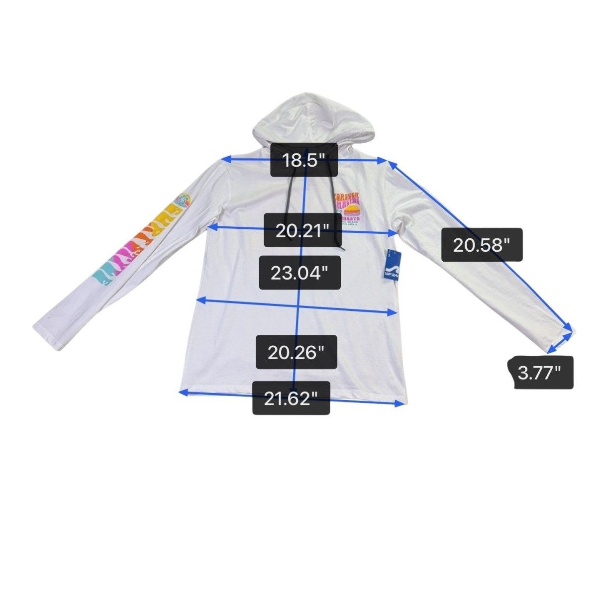 Surf Style Womens White Hooded Long Sleeve Graphic Shirt Size XL