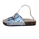 Alexis Bendel Women’s Silver Double-Buckle Cork Sole Kylie Slip-On Sandal Size 9