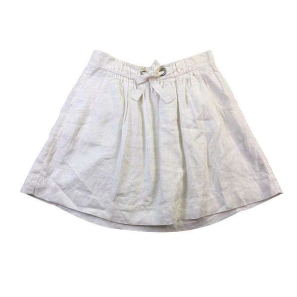 J.Crew Womens White Linen Skirt W/ Cotton Lining Drawstring Waist Size 2