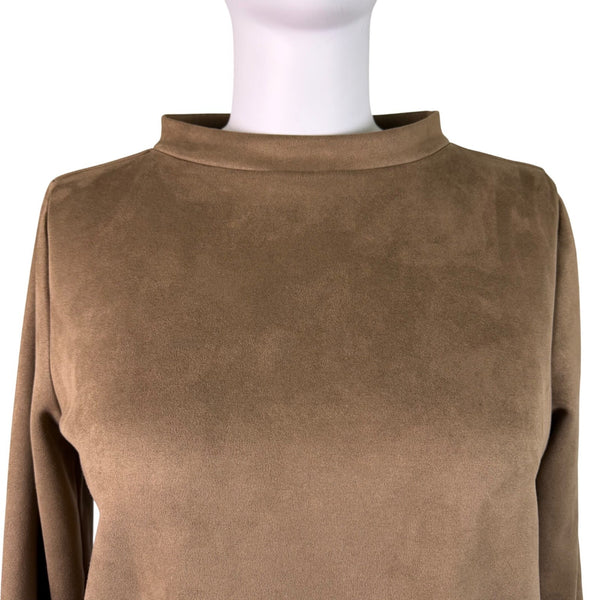 Ann Taylor Womens Taupe Long Sleeve Top Mock Neck Casual Sz XXL