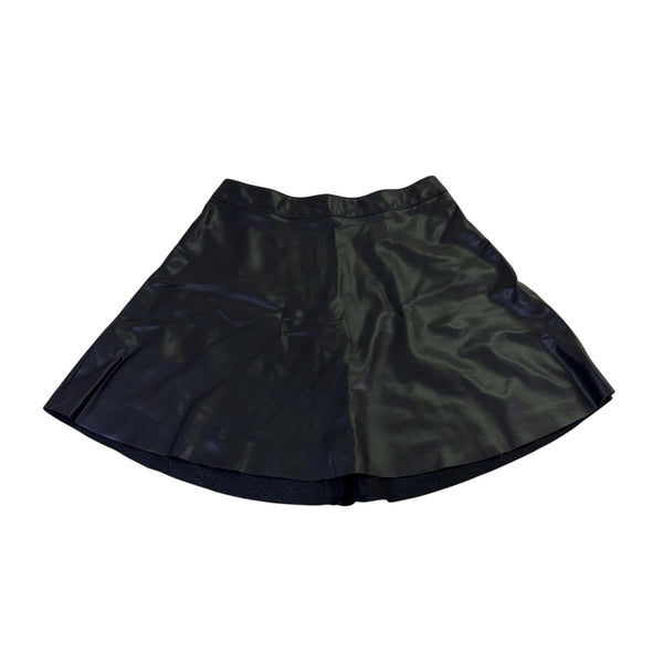 Idem Ditto Womens Black Skater Skirt Flared Faux Leather Size S