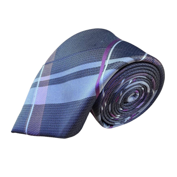 Michael Kors Mens Blue & Purple Plaid Silk Blend Neck Tie Elegant Business Style