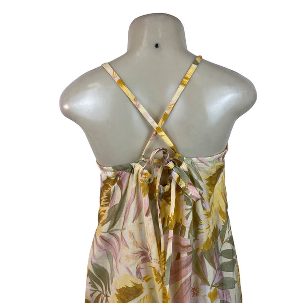 Cos Women's Yellow Floral Print Long Roper Summer Jumpsuit Sz S - NWT
