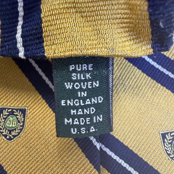 Brooks Brothers Mens Yellow & Blue Silk Striped Shield Pattern Tie