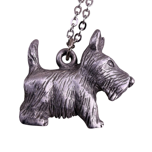 Spoon Womens Silver Tone Pewter Scottie Dog Necklace & Earrings Set Jewelry