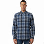 Lucky Brand Mens Blue Cotton Plaid Button-Up Western Shirt Front Pockets Size M