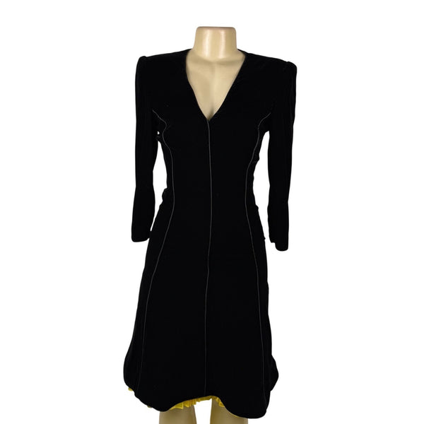 Valentino Womens Black Velvet Long Sleeve Fitted Dress  Italy Formal Size 10