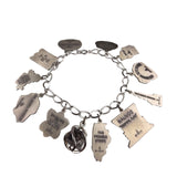 Vintage Silver Tone Illinois Theme Charm Bracelet 10 Charms Unique Collectible