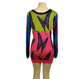 Betsey Johnson Womens Multicolor Butterfly Print V-Neck Sweater Dress Sz M