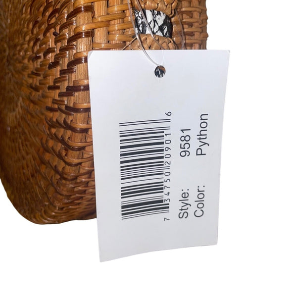 Romeo Roma Women’s Brown Rattan Woven Python Strap Detail Round Crossbody Bag