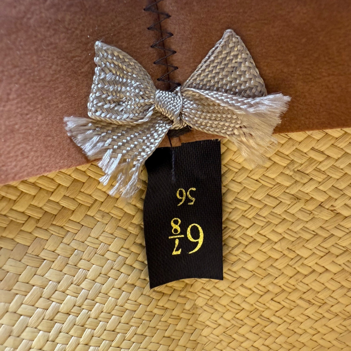 Vintage Genuine Panama Handwoven Straw Wide Brim Hat Black Ribbon Size 6 7/8