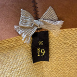 Vintage Genuine Panama Handwoven Straw Wide Brim Hat Black Ribbon Size 6 7/8