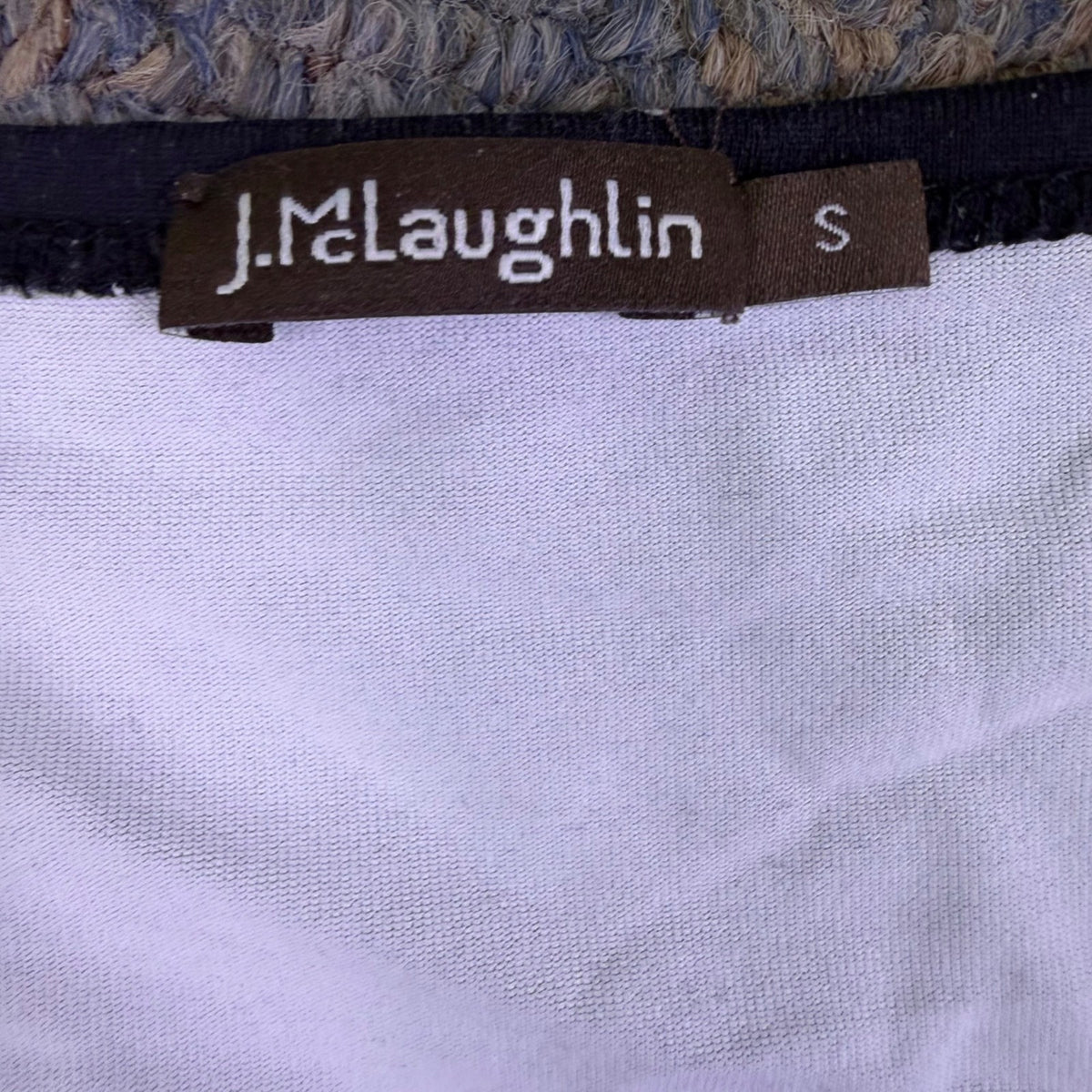 J. McLaughlin Womens Black Nylon/Spandex Baroque Tassel Print Top Size S