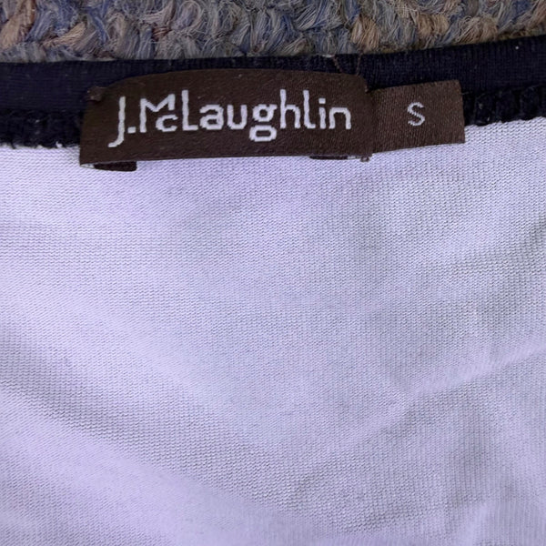 J. McLaughlin Womens Black Nylon/Spandex Baroque Tassel Print Top Size S
