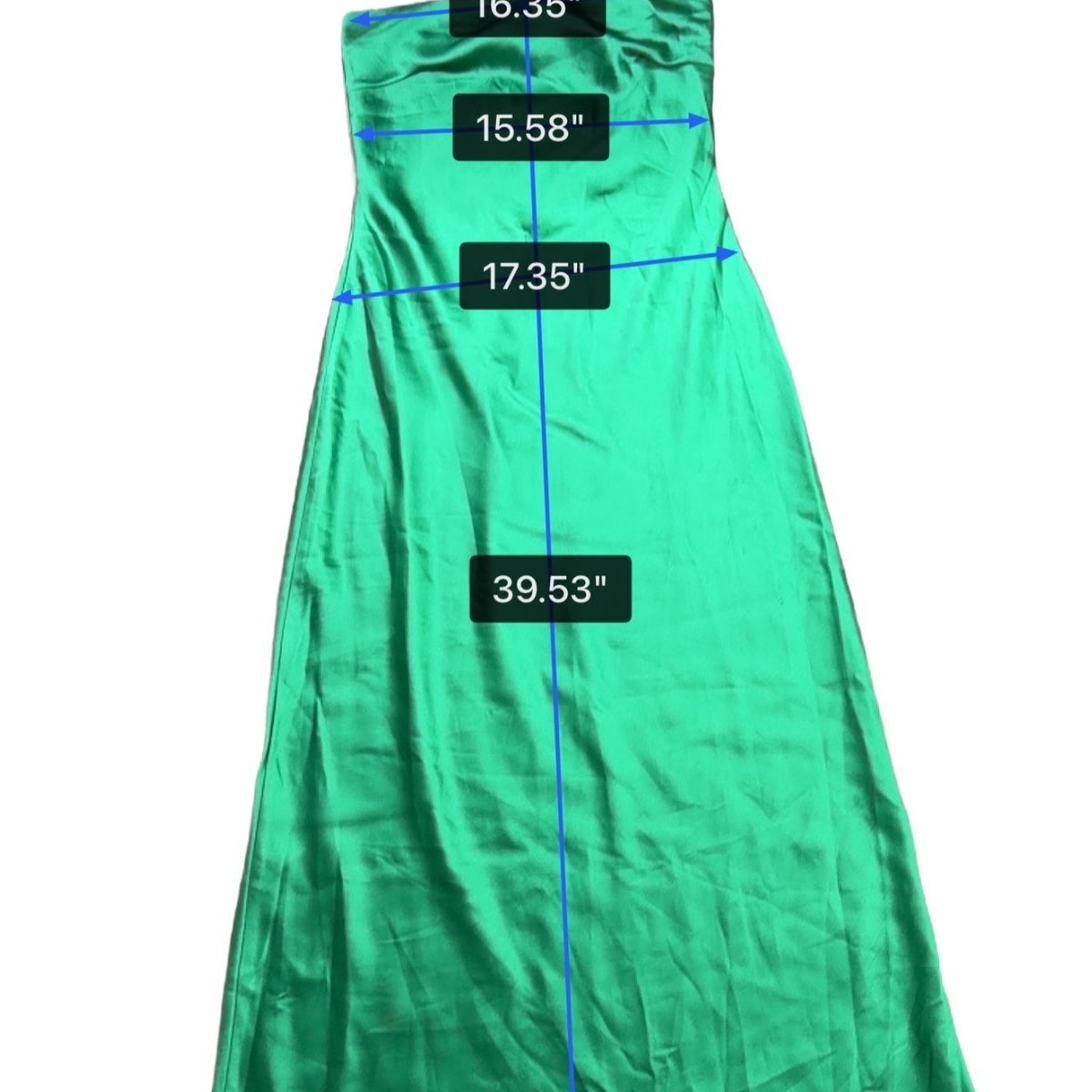 RESA Women Green Satin Strapless Formal Dress Size L