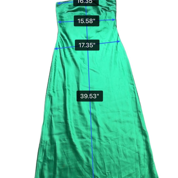 RESA Women Green Satin Strapless Formal Dress Size L