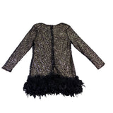Xpluswear Womens Black Sequin Feather Hem Long Sleeve Cocktail Dress Plus Sz XL