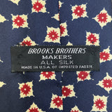 Vintage Brooks Brothers Mens Navy All Silk Tie Red White Geometric Floral Patter