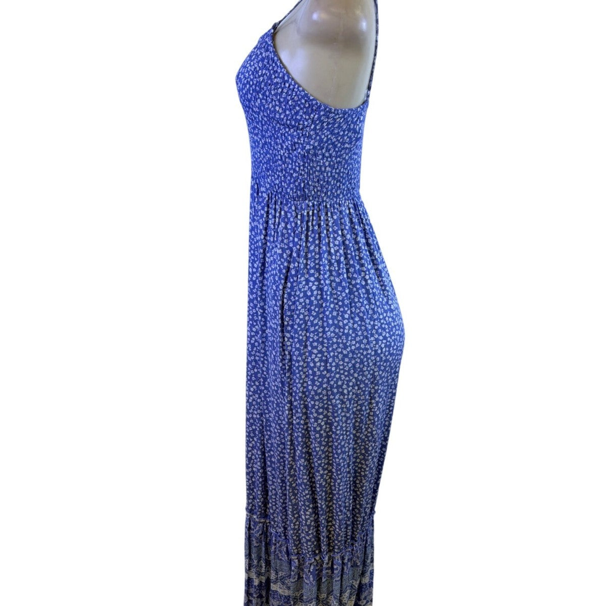 SO Womens Blue Rayon Floral Print Maxi Dress Size S