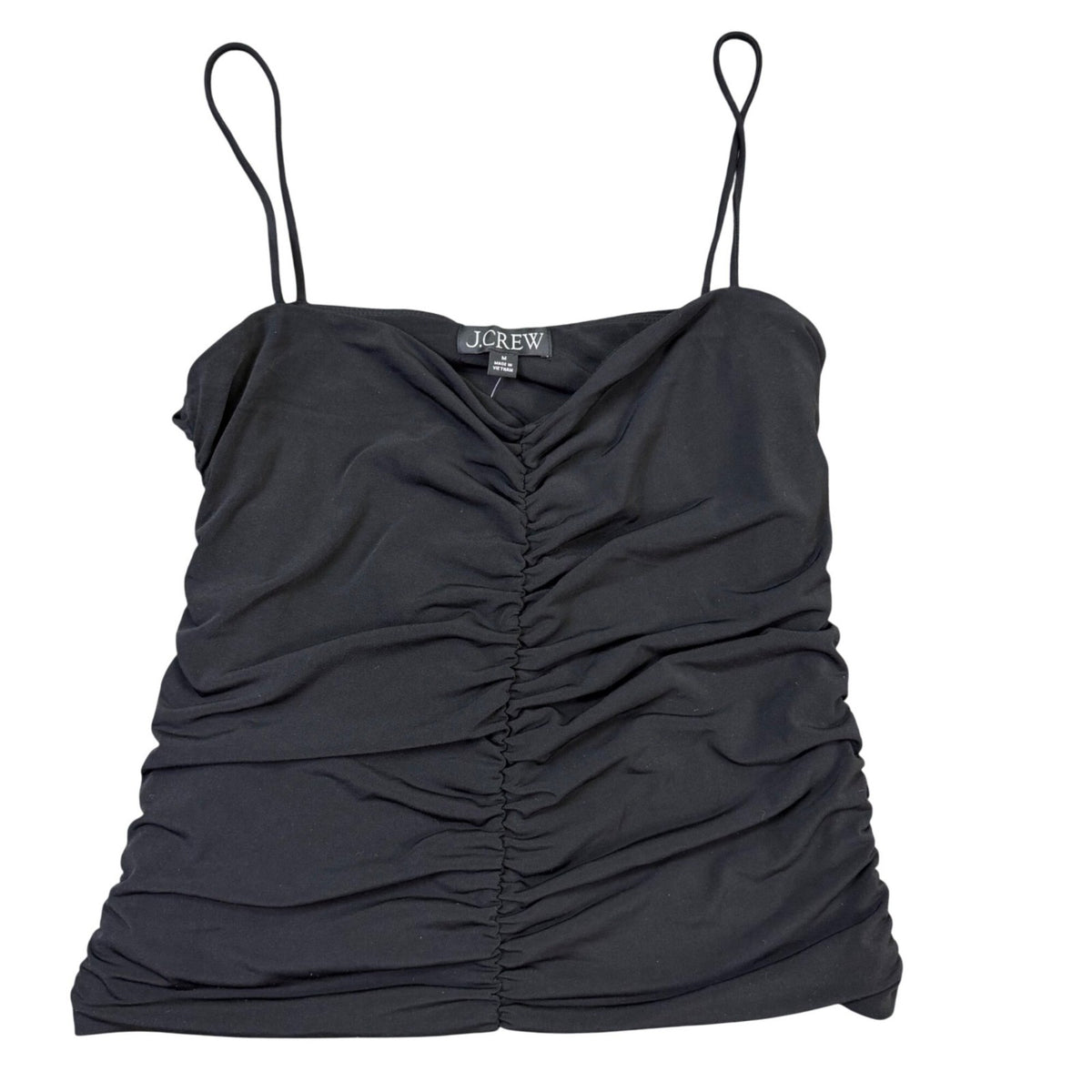 J.Crew Womens Black Ruched Spaghetti Strap Tank Top Size M