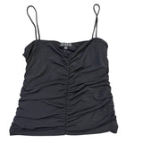 J.Crew Womens Black Ruched Spaghetti Strap Tank Top Size M