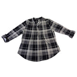 Cocomo Womens Black & White Plaid Long Sleeve Blouse Polyester Blend Size L