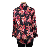 Kate Spade Womens Black & Pink Silk Floral Button-Up Blouse Elegant Top Size S