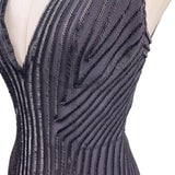 Herve Leger Womens Black Sleeveless Geometric Beaded Dress Evening Wear Sz XS