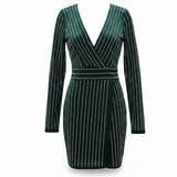 Kikiriki Womens Green Sequin Wrap Dress Long Sleeve V Neck Sparkle Sz M