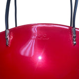 Beijo Womens Red Glossy Black Straps Chic Modern Design Tote Handbag