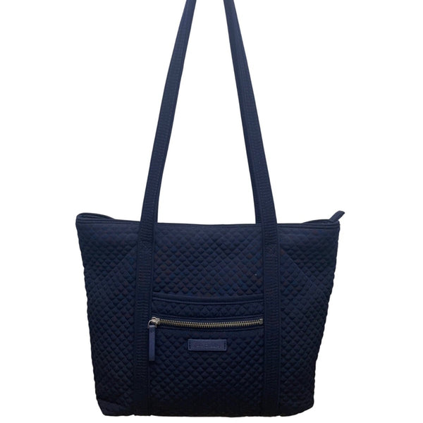 Vera Bradley Women’s Navy Blue Quilted With Zipper Closure Shoulder Tote Bag