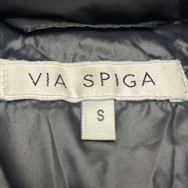 Via Spiga Womens Black Puffy Shearling Jacket Insulated Warm Outerwear Size S