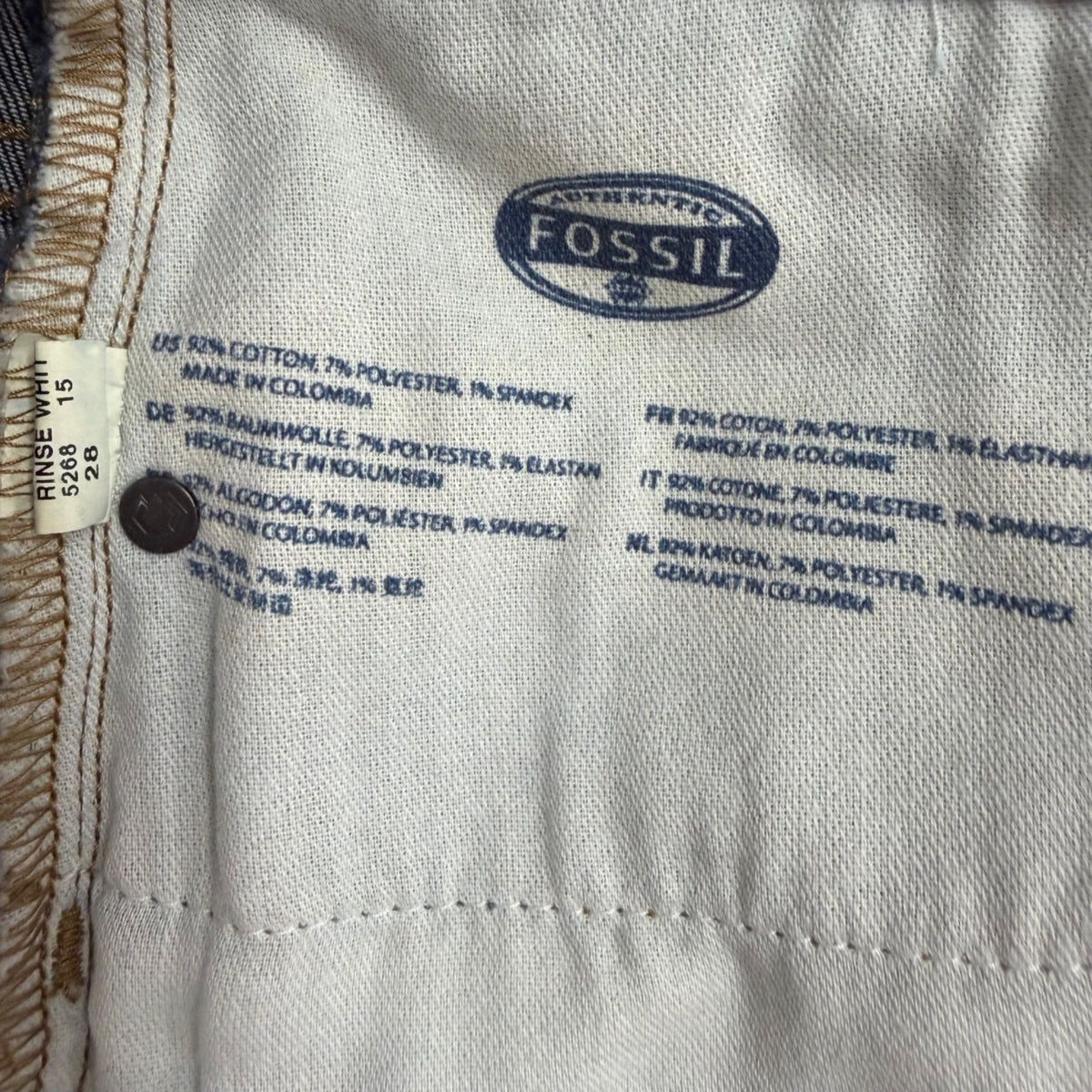 Fossil Womens Dark Wash Denim Striped Mini Skirt Fitted Casual Sz M - New