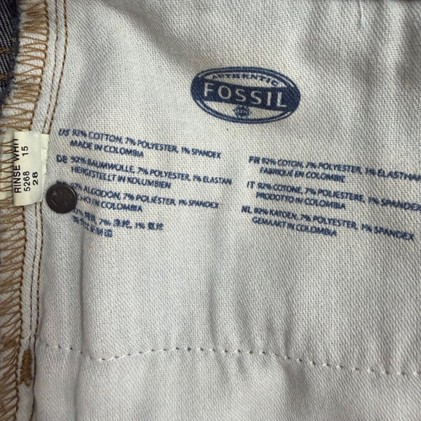 Fossil Womens Dark Wash Denim Striped Mini Skirt Fitted Casual Sz M - New