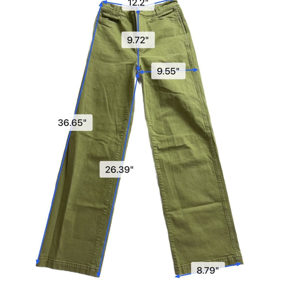 Madewell Womens Olive Cotton Blend Emmett Wide-Leg Pants Casual Outfit Size 25