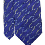 Robert Talbott Studio Mens Purple & Gold Silk Necktie Hand-Sewn Waves Pattern