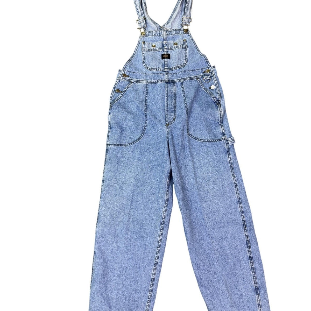 Harley-Davidson Womans Light Blue Denim Overalls Adjustable Straps Workwear Sz M