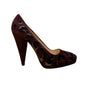 Womens Burgundy Suede Animal Print High Heels  Elegant Stiletto Sz 38