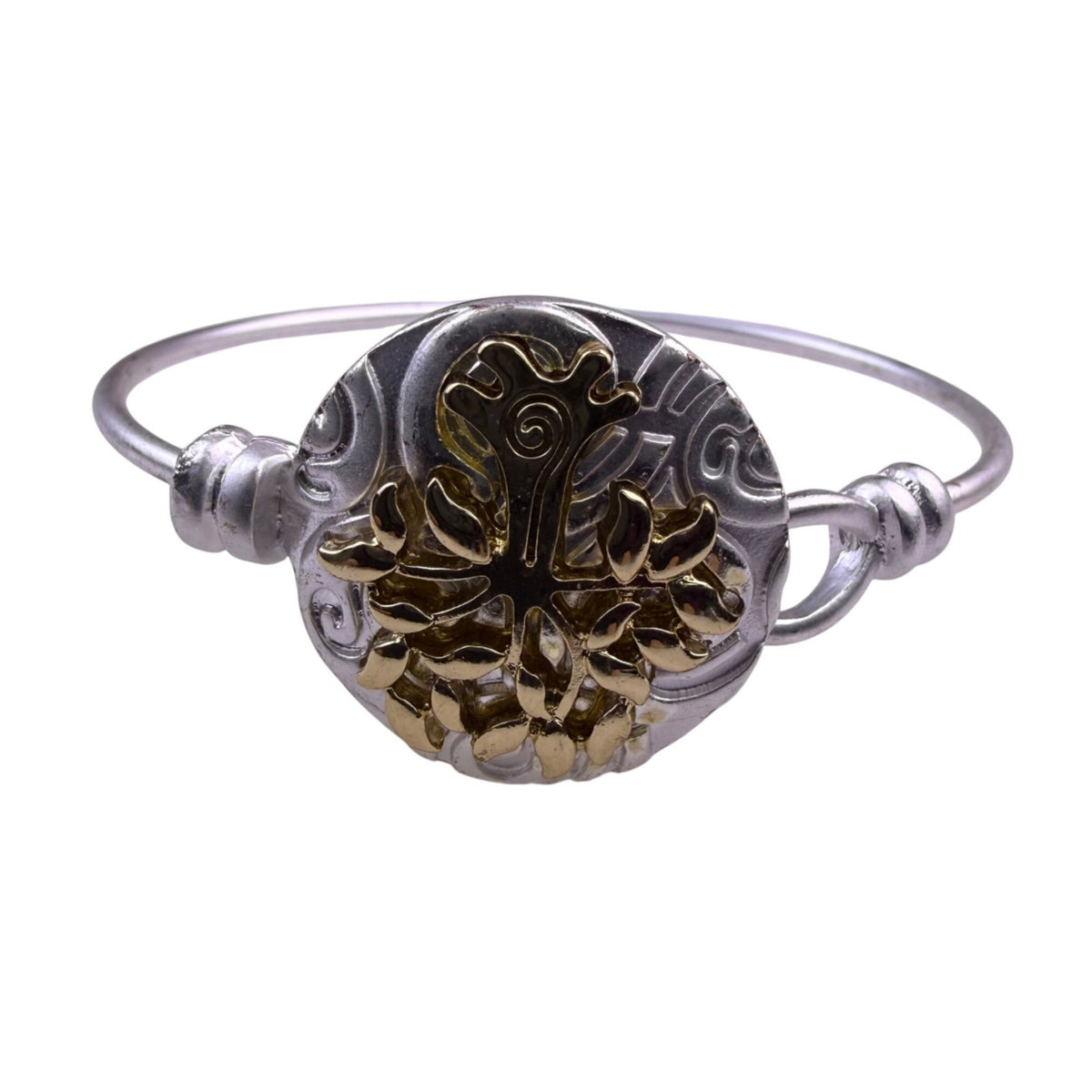 Silver Tone & Gold Tone Womens Tree Of Life Bangle Bracelet Unique Jewelry